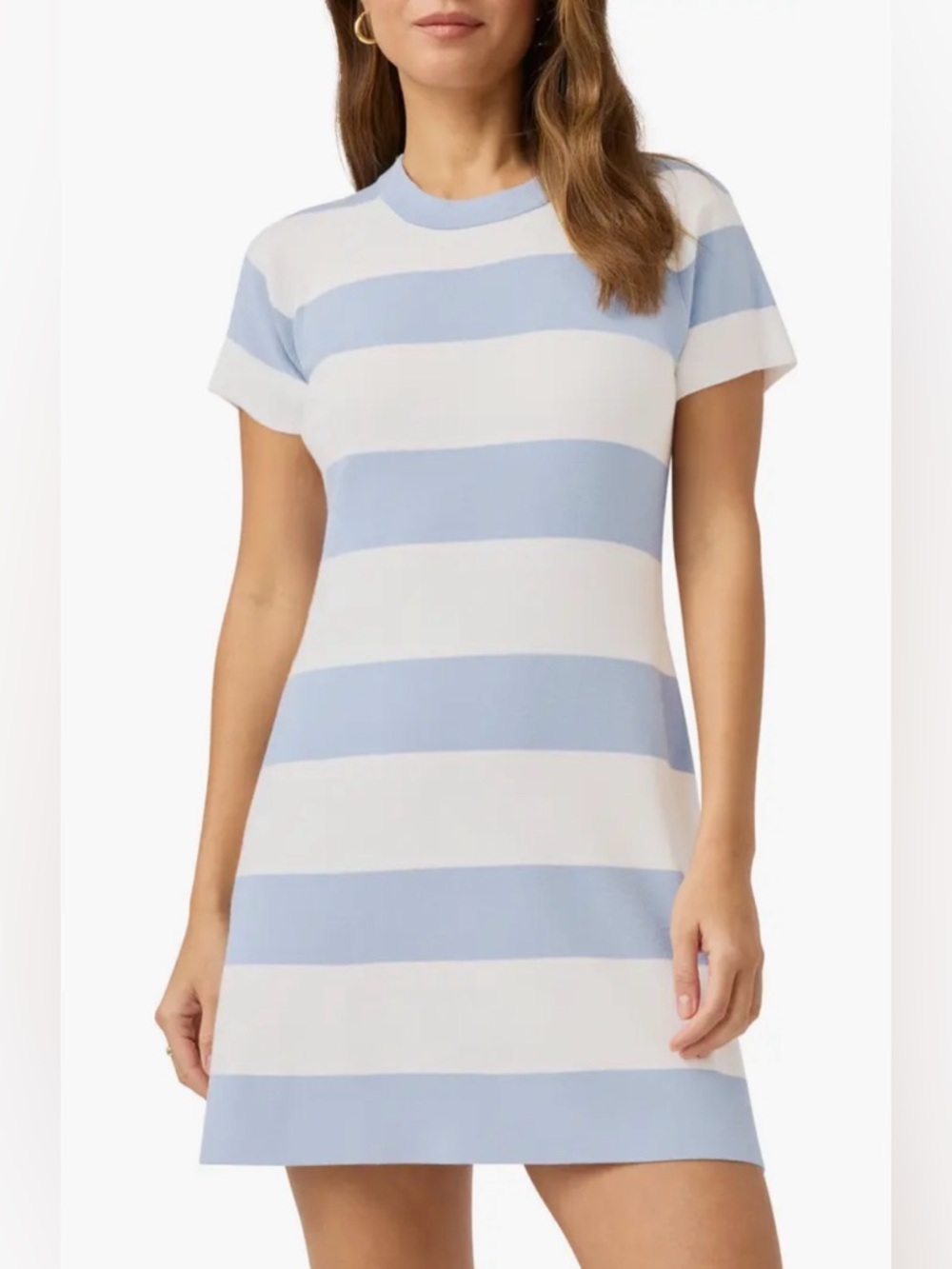 NWT Splendid Light Blue and White Striped Short Sleeve Shift Dress - Size M